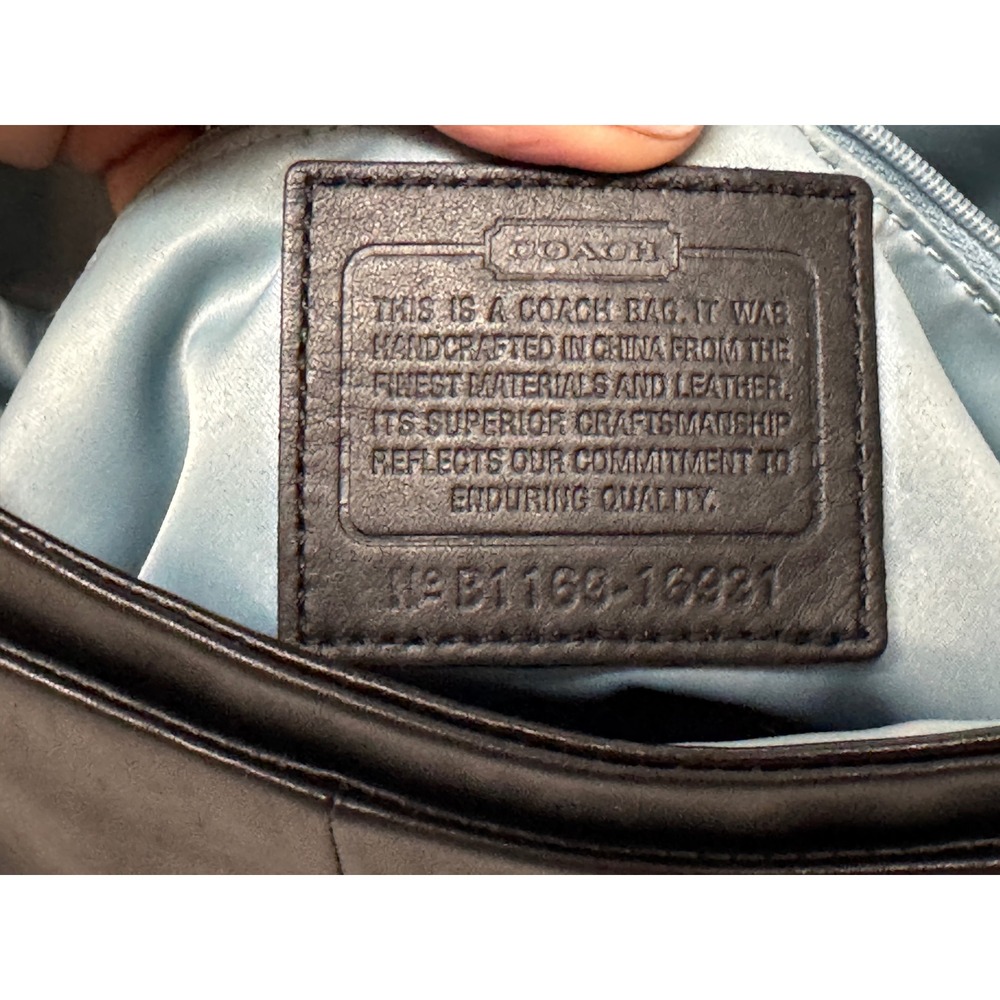 Coach Black Leather Shoulder Bag Flap Turnlock Closure Silver Hardware Hobo‎ - Picture 11 of 12